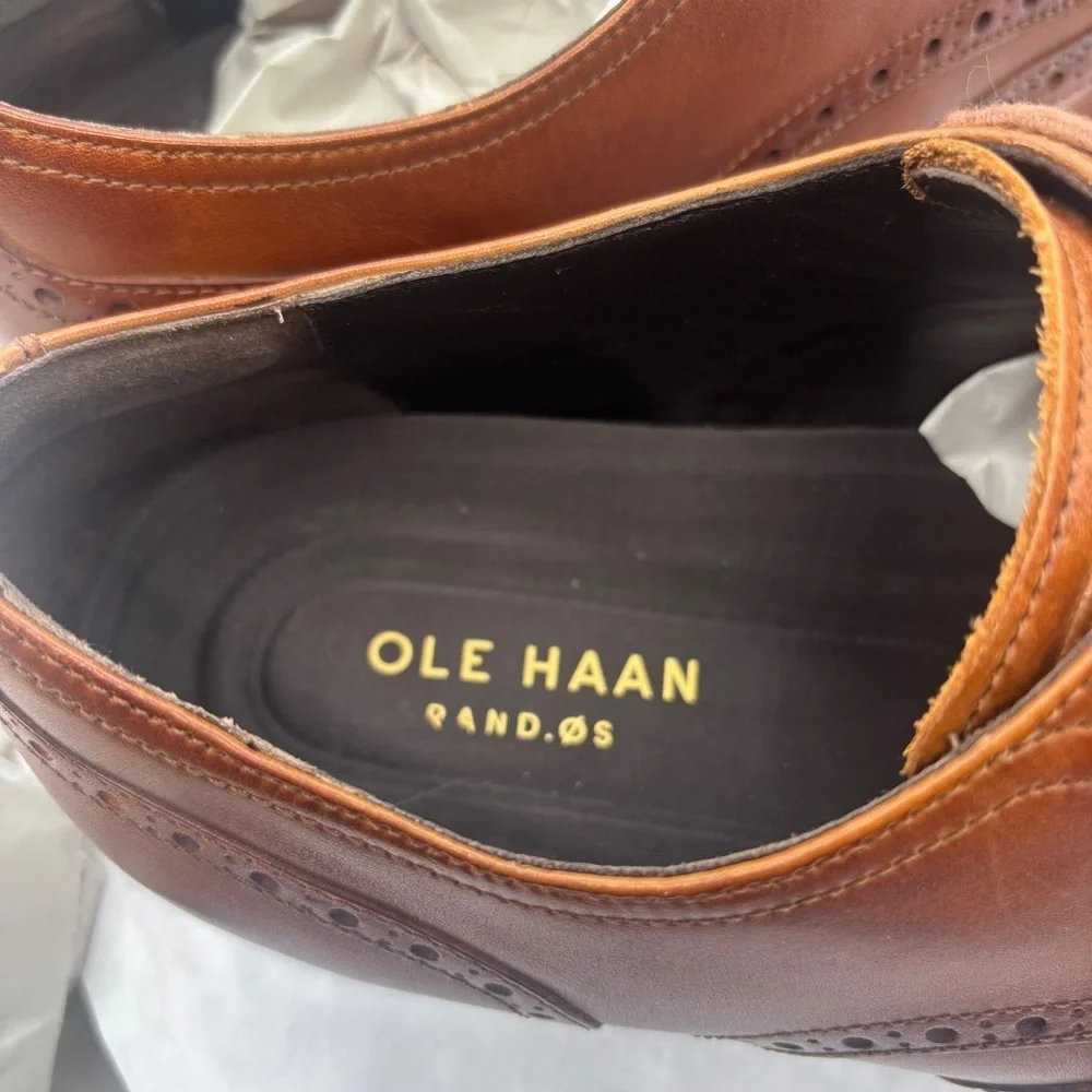 Cole Haan Brown Leather Oxford Shoes with Brogue Detailing Size 12